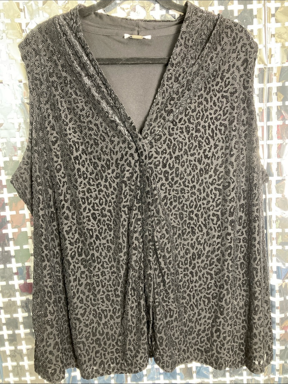Calvin Klein Black Sleeveless V-Neck Leopard-Print Tunic